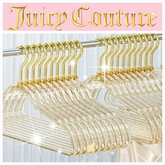 Juicy Couture Home Clear & Gold Speced Notched Shoulders Space Saving H… - Picture 1 of 8
